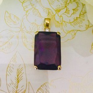Amethyst, Zirconium and Gold Plated Pendant